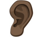Ear Emoji with Dark Skin Tone, Facebook style