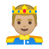Prince Emoji with Medium-Light Skin Tone, Google style