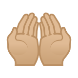 Palms Up Together Emoji with Medium-Light Skin Tone, Google style