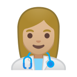 Woman Health Worker Emoji with Medium-Light Skin Tone, Google style