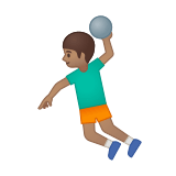 Person Playing Handball Emoji with Medium Skin Tone, Google style