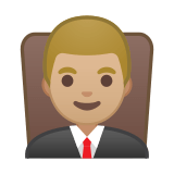 Man Judge Emoji with Medium-Light Skin Tone, Google style