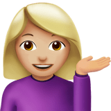 Woman Tipping Hand Emoji with Medium-Light Skin Tone, Apple style