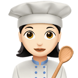 Woman Cook Emoji with Light Skin Tone, Apple style