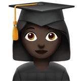 Woman Student Emoji with Dark Skin Tone, Apple style