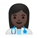 Woman Health Worker Emoji with Dark Skin Tone, Google style