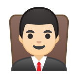 Man Judge Emoji with Light Skin Tone, Google style