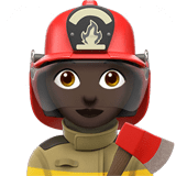 Woman Firefighter Emoji with Dark Skin Tone, Apple style