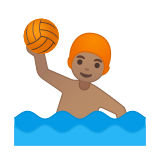 Person Playing Water Polo Emoji with Medium Skin Tone, Google style