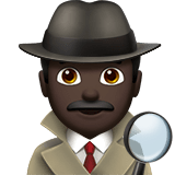 Man Detective Emoji with Dark Skin Tone, Apple style