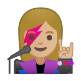 Woman Singer Emoji with Medium-Light Skin Tone, Google style