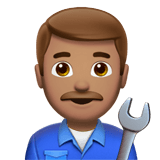 Man Mechanic Emoji with Medium Skin Tone, Apple style