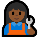 Woman Mechanic Emoji with Medium-Dark Skin Tone, Microsoft style