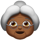 Old Woman Emoji with Medium-Dark Skin Tone, Apple style