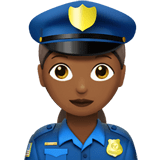 Woman Police Officer Emoji with Medium-Dark Skin Tone, Apple style