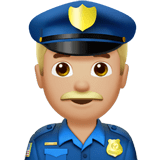 Man Police Officer Emoji with Medium-Light Skin Tone, Apple style
