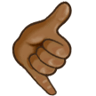Call Me Hand Emoji with Medium-Dark Skin Tone, Samsung style