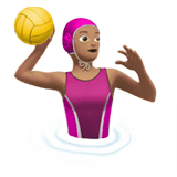 Woman Playing Water Polo Emoji with Medium Skin Tone, Apple style