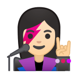 Woman Singer Emoji with Light Skin Tone, Google style