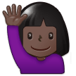 Person Raising Hand Emoji with Dark Skin Tone, Samsung style