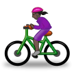 Woman Biking Emoji with Dark Skin Tone, Samsung style