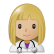 Woman Health Worker Emoji with Medium-Light Skin Tone, Samsung style