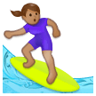 Woman Surfing Emoji with Medium Skin Tone, Samsung style
