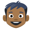 Boy Emoji with Medium-Dark Skin Tone, Facebook style