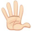 Hand with Fingers Splayed Emoji with Light Skin Tone, Facebook style