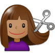 Person Getting Haircut Emoji with Medium Skin Tone, Samsung style