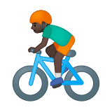 Person Biking Emoji with Dark Skin Tone, Google style