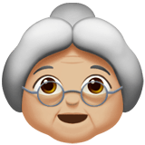 Old Woman Emoji with Medium-Light Skin Tone, Apple style