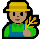 Man Farmer Emoji with Medium Skin Tone, Microsoft style