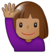 Person Raising Hand Emoji with Medium Skin Tone, Samsung style