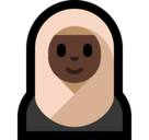 Woman with Headscarf Emoji with Dark Skin Tone, Microsoft style