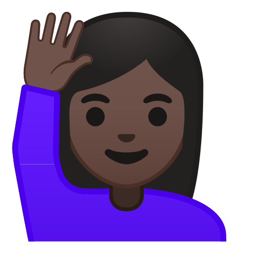 🙋🏿‍♀️ Woman Raising Hand Emoji with Dark Skin Tone Meaning