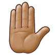 Raised Hand Emoji with Medium Skin Tone, Samsung style