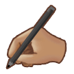 Writing Hand Emoji with Medium Skin Tone, Samsung style