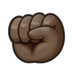 Raised Fist Emoji with Dark Skin Tone, Samsung style