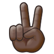 Victory Hand Emoji with Dark Skin Tone, Samsung style