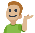 Man Tipping Hand Emoji with Medium-Light Skin Tone, Facebook style