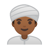 Man Wearing Turban Emoji with Medium-Dark Skin Tone, Google style