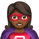 Woman Superhero Emoji with Medium-Dark Skin Tone, Apple style
