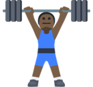 Person Lifting Weights Emoji with Dark Skin Tone, Facebook style