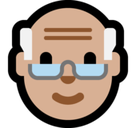 Old Man Emoji with Medium-Light Skin Tone, Microsoft style