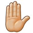Raised Hand Emoji with Medium-Light Skin Tone, Samsung style