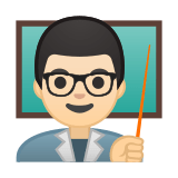 Man Teacher Emoji with Light Skin Tone, Google style