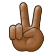Victory Hand Emoji with Medium-Dark Skin Tone, Samsung style