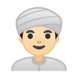 Man Wearing Turban Emoji with Light Skin Tone, Google style