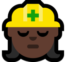 Woman Construction Worker Emoji with Dark Skin Tone, Microsoft style